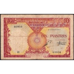 Indochine Française - Vietnam - Pick 107 - 10 piastres - Série G1 - 1953 - Etat : B+