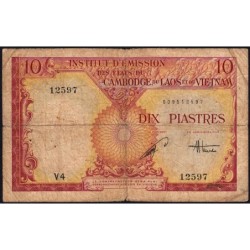 Indochine Française - Vietnam - Pick 107 - 10 piastres - Série V4 - 1953 - Etat : B