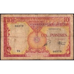 Indochine Française - Vietnam - Pick 107 - 10 piastres - Série V9 - 1953 - Etat : B+