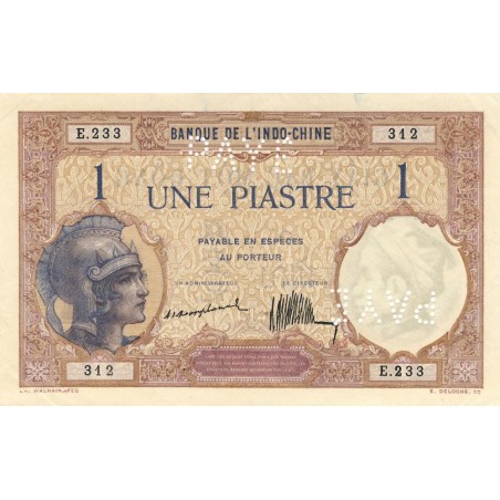 Indochine Française - Pick 48fa - 1 piastre - Série E.233 - 1921 - Faux - Etat : SUP+