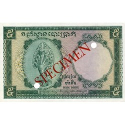 Indochine Française - Cambodge - Pick 95s - 5 piastres - Série V.7 - 1953 - Spécimen - Etat : SPL+
