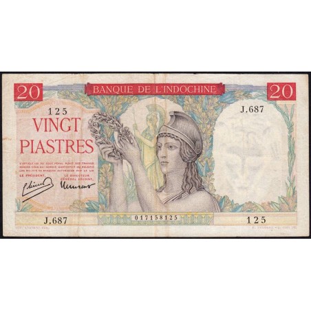 Indochine Française - Pick 81 - 20 piastres - Série J.687 - 1949 - Etat : TB