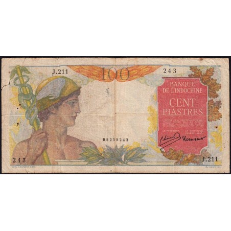 Indochine Française - Pick 82a - 100 piastres - Série J.211 - 1947 - Etat : TB-