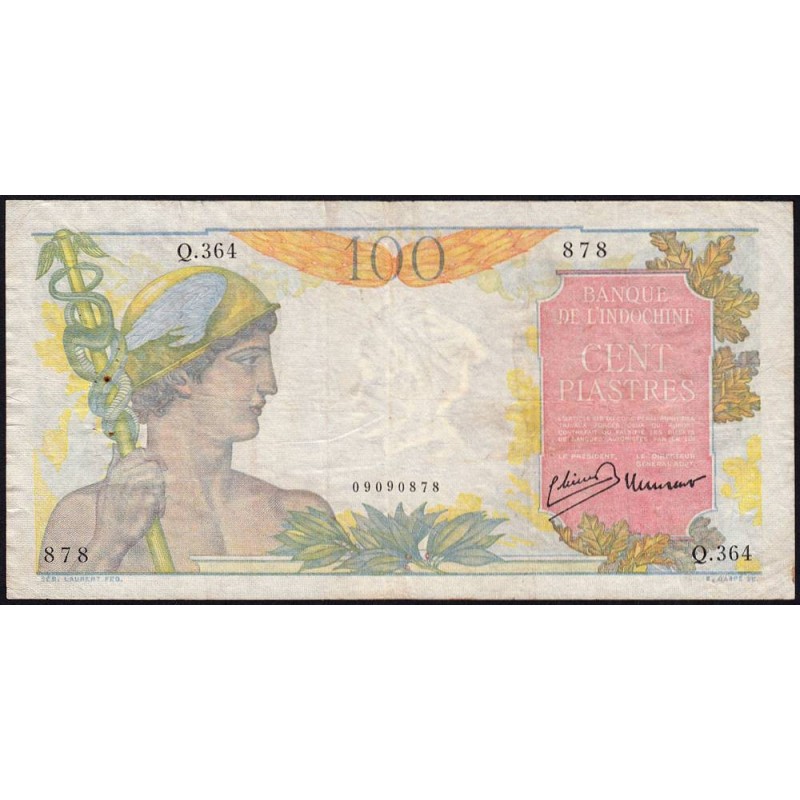 Indochine Française - Pick 82a - 100 piastres - Série Q.364 - 1947 - Etat : TB+