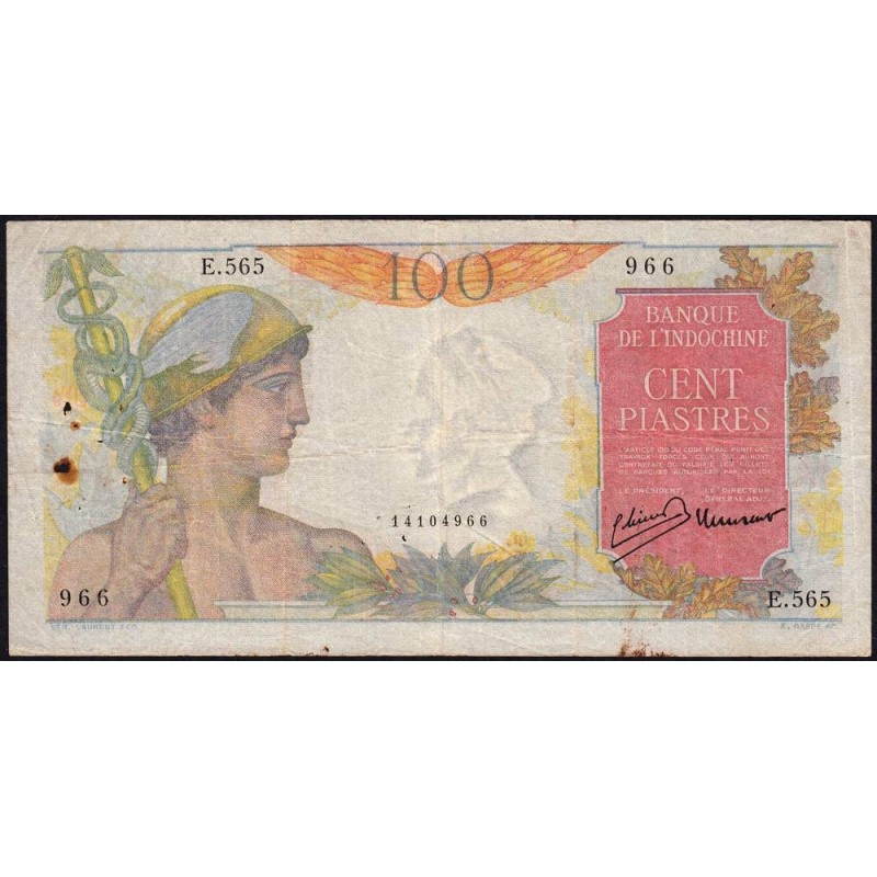 Indochine Française - Pick 82a - 100 piastres - Série E.565 - 1947 - Etat : TB