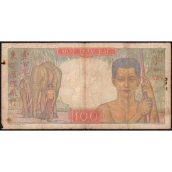 Indochine Française - Pick 82a - 100 piastres - Série M.580 - 1947 - Etat : B+
