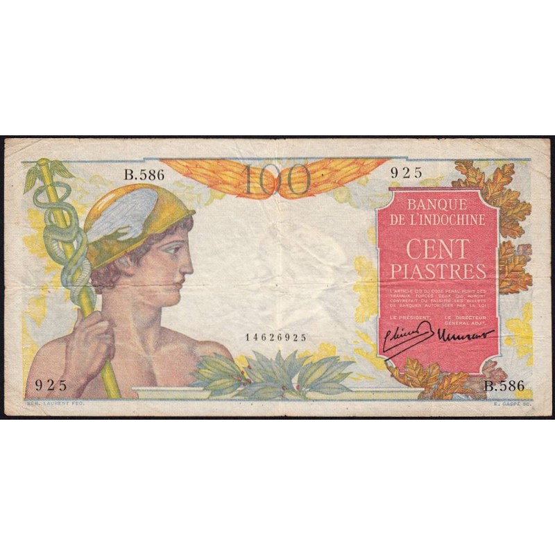 Indochine Française - Pick 82a - 100 piastres - Série B.586 - 1947 - Etat : TB+