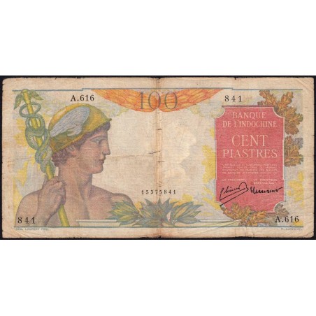 Indochine Française - Pick 82a - 100 piastres - Série A.616 - 1947 - Etat : TB-