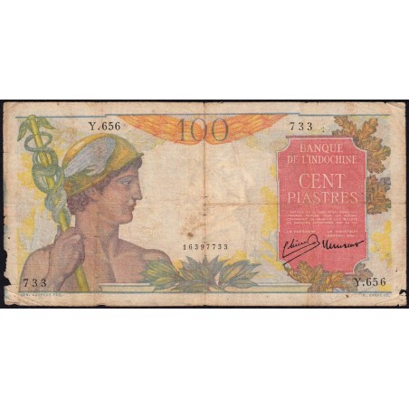 Indochine Française - Pick 82a - 100 piastres - Série Y.656 - 1947 - Etat : B