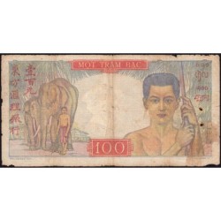 Indochine Française - Pick 82a - 100 piastres - Série O.1206 - 1947 - Etat : B