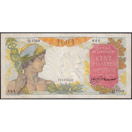 Indochine Française - Pick 82a - 100 piastres - Série Q.1569 - 1947 - Etat : TB+