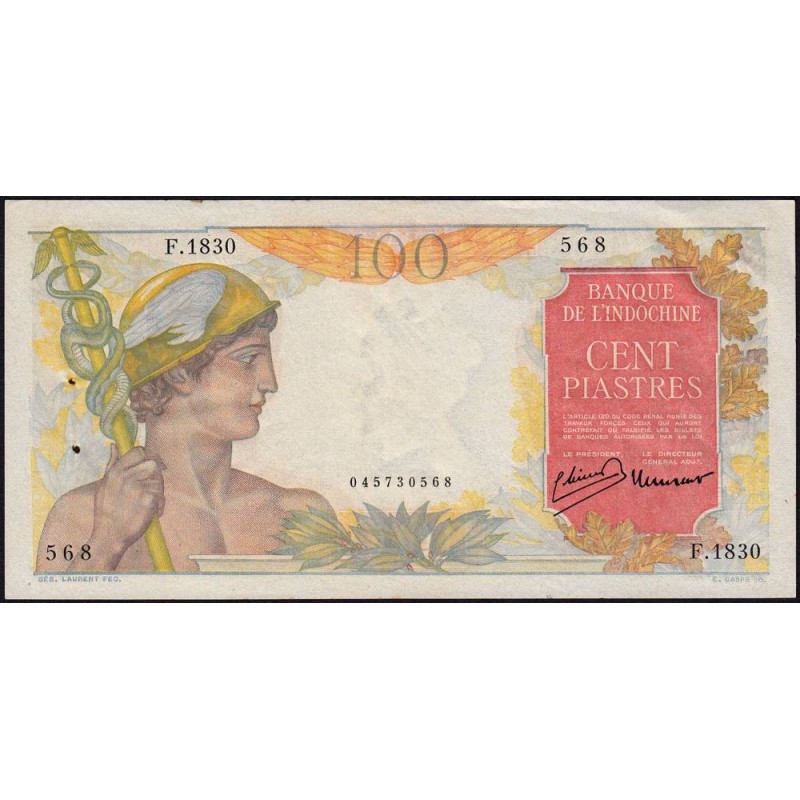 Indochine Française - Pick 82b - 100 piastres - Série F.1830 - 1949 - Etat : SUP