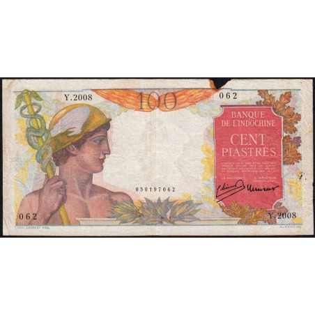 Indochine Française - Pick 82b - 100 piastres - Série Y.2008 - 1949 - Etat : TB-