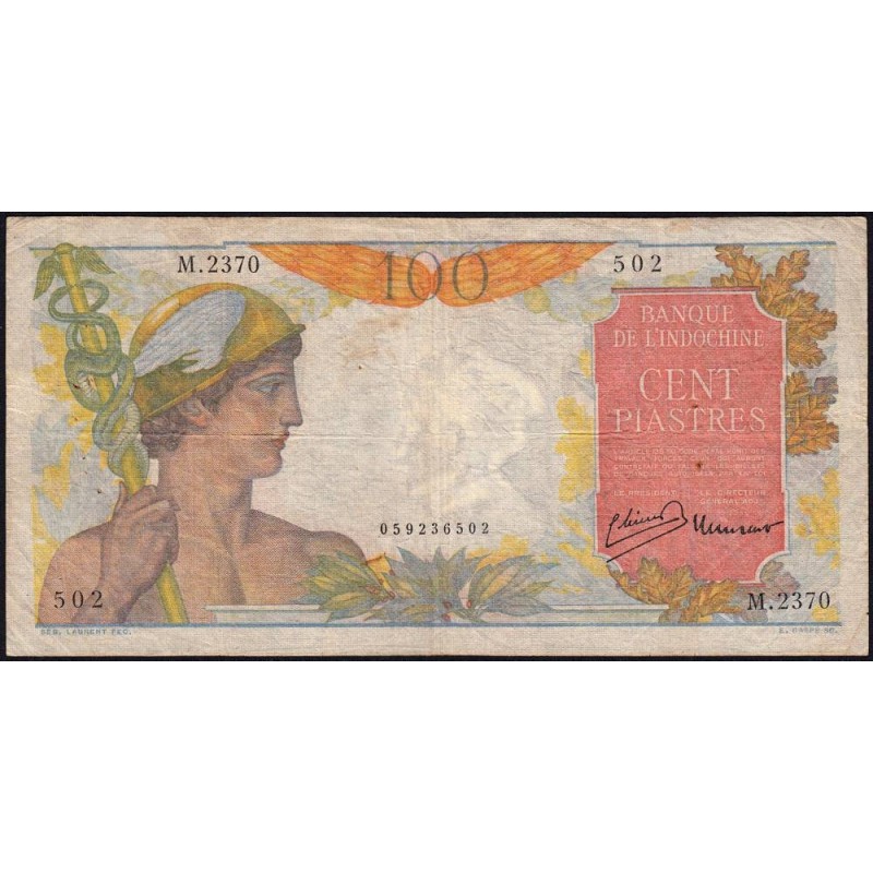Indochine Française - Pick 82b - 100 piastres - Série M.2370 - 1949 - Etat : TB