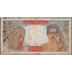 Indochine Française - Pick 82b - 100 piastres - Série Y.2393 - 1949 - Etat : B+