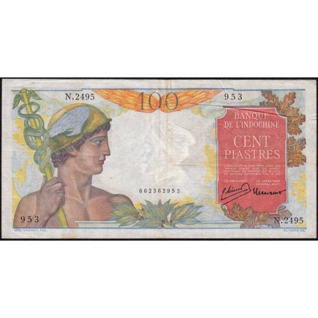 Indochine Française - Pick 82b - 100 piastres - Série N.2495 - 1949 - Etat : TTB