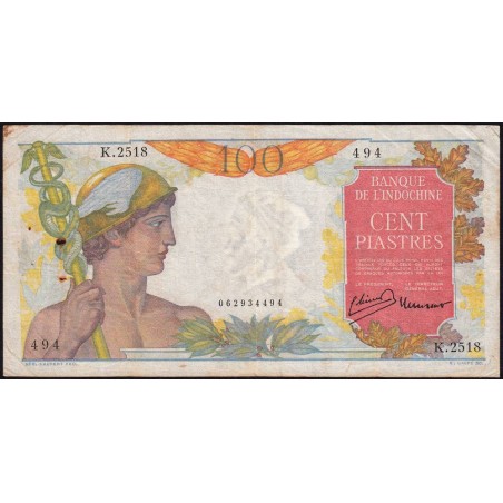 Indochine Française - Pick 82b - 100 piastres - Série K.2518 - 1949 - Etat : TB+