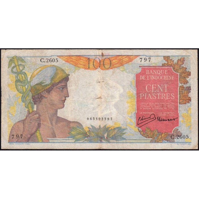 Indochine Française - Pick 82b - 100 piastres - Série C.2605 - 1949 - Etat : TB