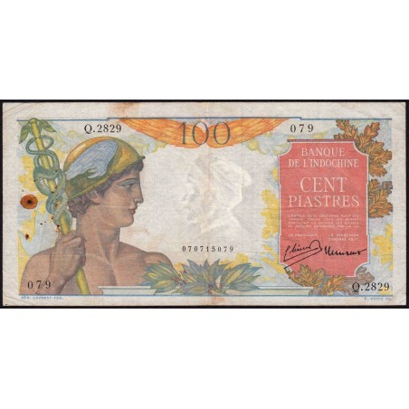 Indochine Française - Pick 82b - 100 piastres - Série Q.2829 - 1949 - Etat : TB