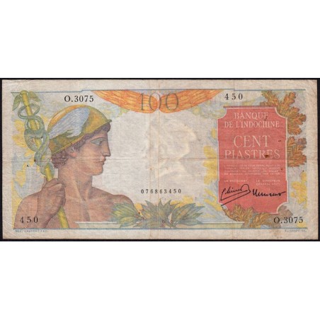Indochine Française - Pick 82b - 100 piastres - Série O.3075 - 1949 - Etat : TB+