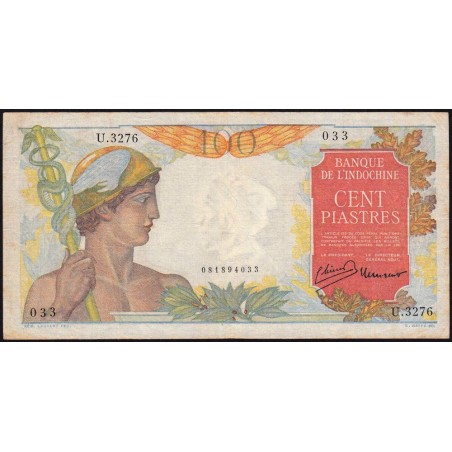 Indochine Française - Pick 82b - 100 piastres - Série U.3276 - 1949 - Etat : TTB-
