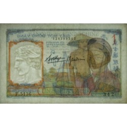 Indochine Française - Pick 54b - 1 piastre - Série F.5136 - 1937 - Etat : TTB