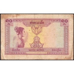 Indochine Française - Laos - Pick 102 - 10 piastres - Série P1 - 1953 - Etat : B+