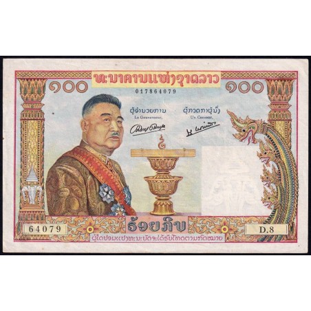 Laos - Pick 6a - 100 kip - Série D.8 - 1957 - Etat : TTB+