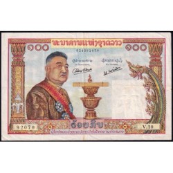 Laos - Pick 6a - 100 kip - Série V.10 - 1957 - Etat : TTB