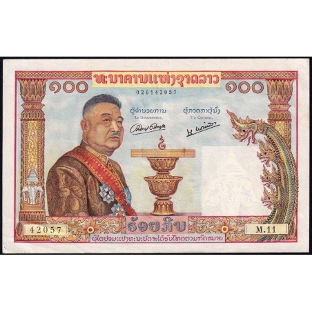 Laos - Pick 6a - 100 kip - Série M.11 - 1957 - Etat : TTB+