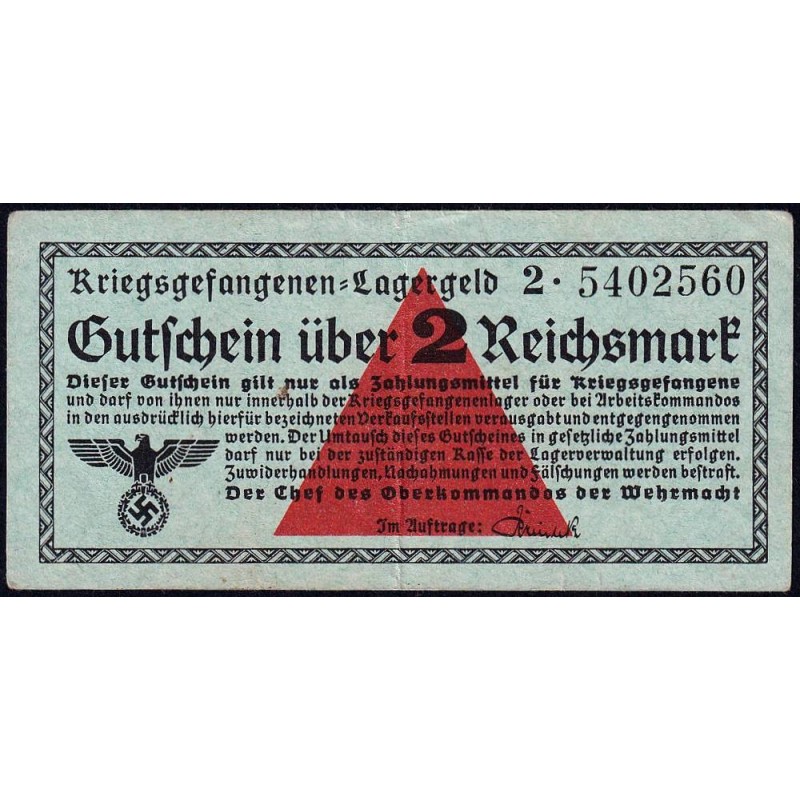 Allemagne - Camp de prisonniers WW2 - 2 reichsmark - Série 2 - 1939/1940 - Etat : TTB