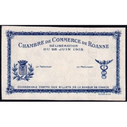 Roanne - Pirot non répertorié - 1 franc - 28/06/1915 - Epreuve type 1 - Etat : NEUF