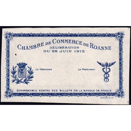 Roanne - Pirot non répertorié - 1 franc - 28/06/1915 - Epreuve type 1 - Etat : NEUF