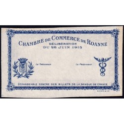 Roanne - Pirot non répertorié - 1 franc - 28/06/1915 - Epreuve type 1 - Etat : pr.NEUF