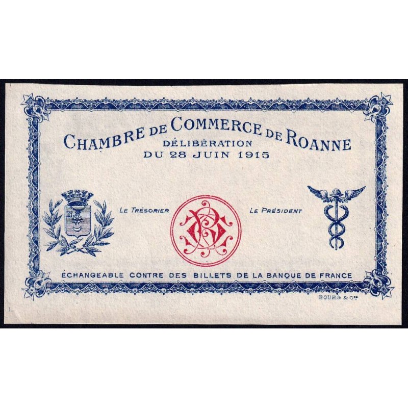 Roanne - Pirot non répertorié - 1 franc - 28/06/1915 - Epreuve type 2 - Etat : SPL