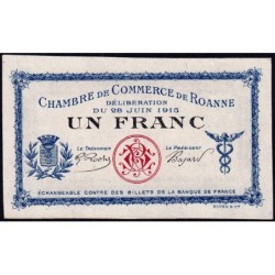 Roanne - Pirot non répertorié - 1 franc - 28/06/1915 - Epreuve type 3 - Etat : SPL+