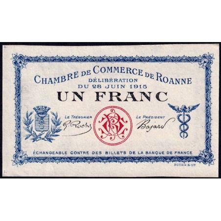 Roanne - Pirot non répertorié - 1 franc - 28/06/1915 - Epreuve type 3 - Etat : SPL