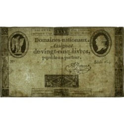 Assignat 37a - 25 livres - 24 octobre 1792 - Série 254 - Etat : TB+ à TTB