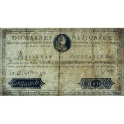 Assignat 28a - 50 livres - 30 avril 1792 - Série 18J - Etat : TTB
