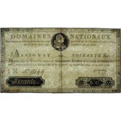 Assignat 14a - 60 livres - 19 juin 1791 - Série 3H - Etat : TTB+