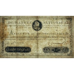 Assignat 08a - 90 livres - 29 septembre 1790 - Série B - Etat : TB+