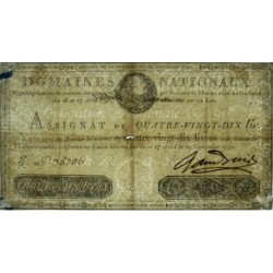 Assignat 08a - 90 livres - 29 septembre 1790 - Série J - Etat : TB+ à TTB