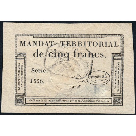 Mandat territorial 63b - 5 francs - 28 ventôse an 4 - Série 1556 - Etat : SUP-