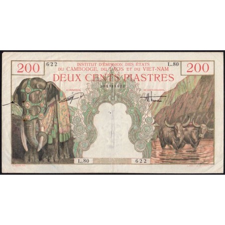 Indochine Française - Vietnam - Pick 109 - 200 piastres - Série L.80 - 1953 - Etat : TB+