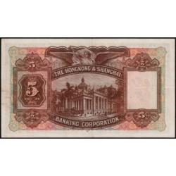 Hong Kong - HSBC - Pick 173d - 5 dollars - Série N - 01/04/1941 - Etat : TTB+