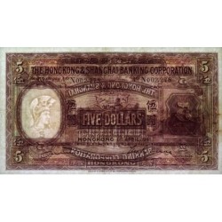 Hong Kong - HSBC - Pick 173d - 5 dollars - Série N - 01/04/1941 - Etat : TTB+