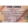 Liban - Pick 27b - 5 livres - Série K/AM - 01/09/1939 - Etat : TB