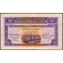 Liban - Pick 36 - 25 piastres - Série A/6 - 01/08/1942 - Etat : TTB