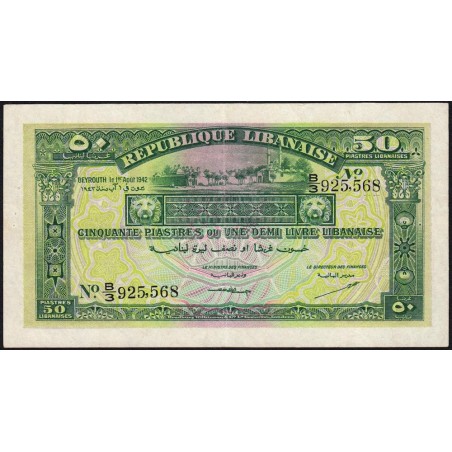 Liban - Pick 37 - 50 piastres - Série B/3 - 01/08/1942 - Etat : TTB+
