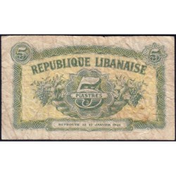 Liban - Pick 40 - 5 piastres - Série K - 12/01/1948 - Etat : TB-